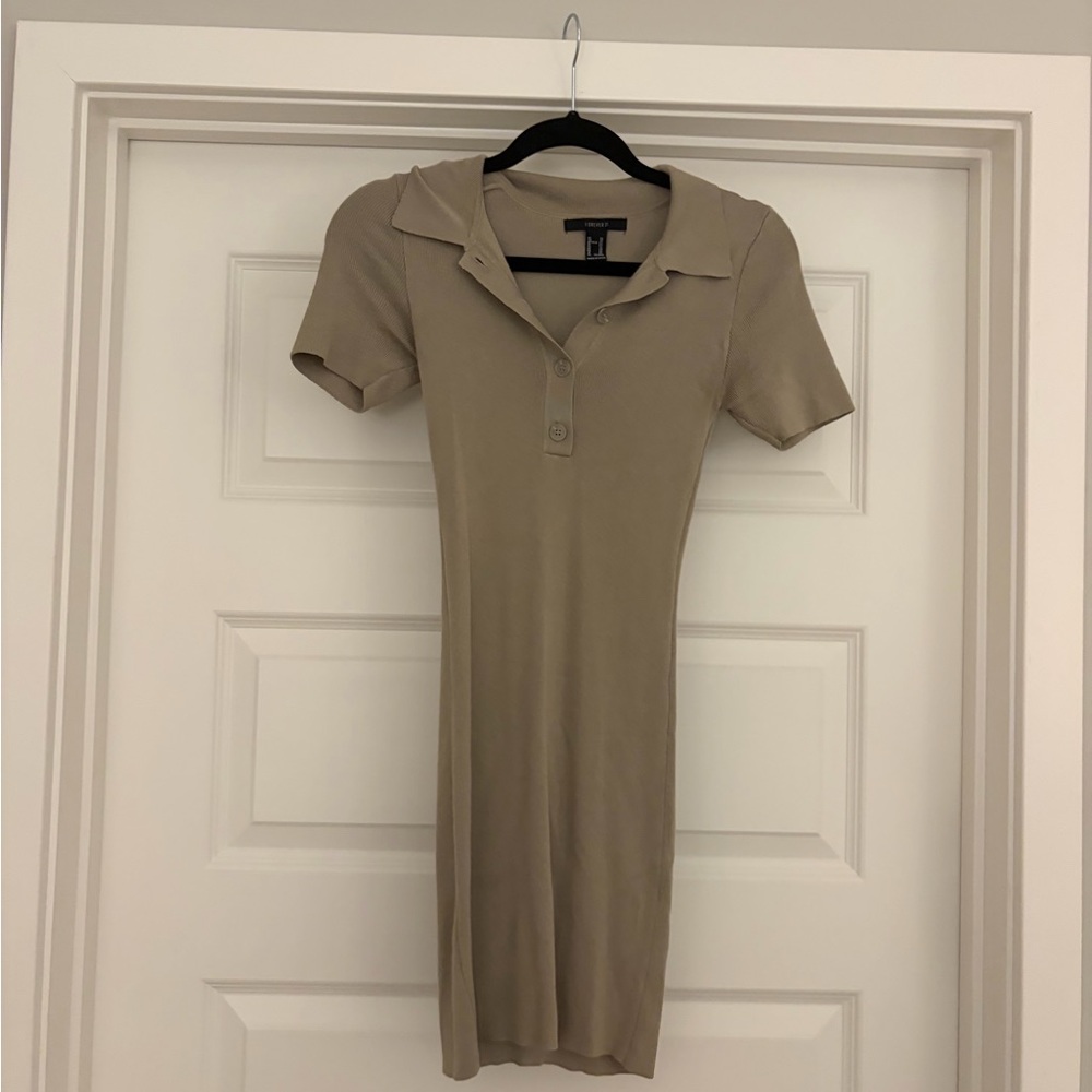 Elegant Bodycon Tan Polo Dress